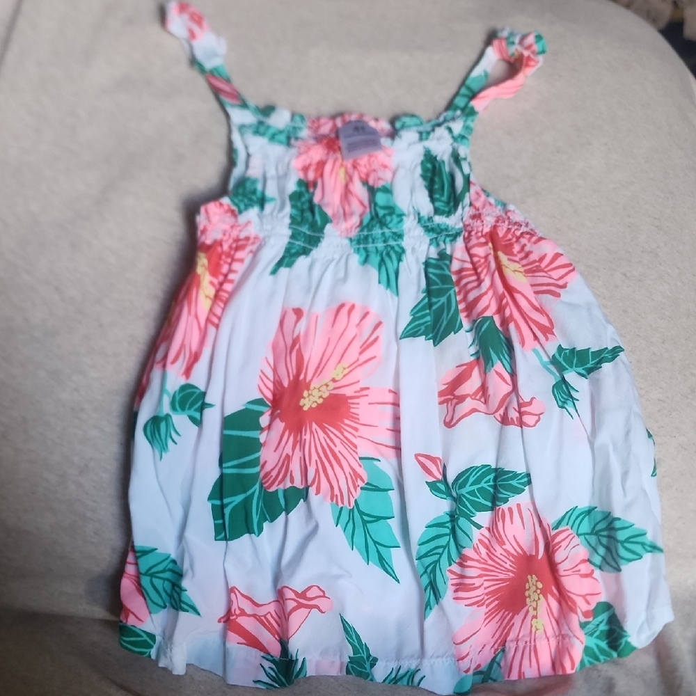 *nd Sz 4T Carter's White Summer Top with Pink Hibiscus